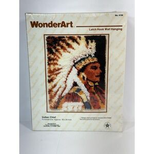 Wonder Art Indian Chief Latch Hook Wall Hanging Kit 18x24" #4158 Sealed